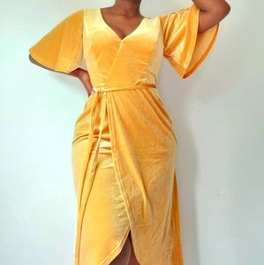 Velvet yellow dress